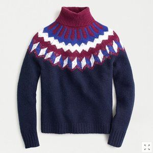 J. Crew Navy and Burgundy Turtleneck Sweater
